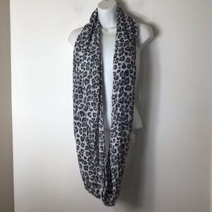 Grey Leopard Print Infinity Scarf - Women's Animal Print Loop